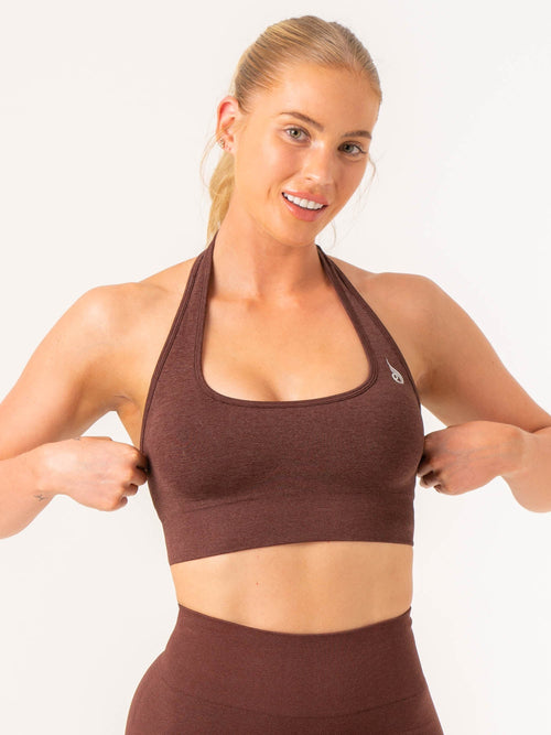 Contour Halter Bra Chocolate Marl