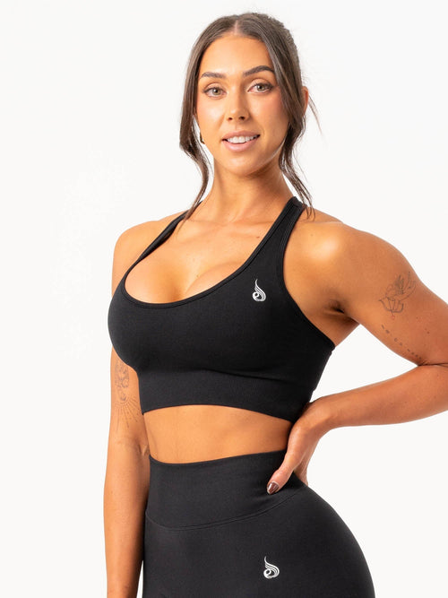 Cross Back Seamless Bra Black