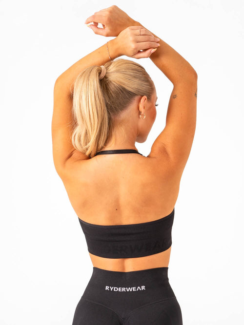 Lift Rib Seamless Halter Sports Bra Black