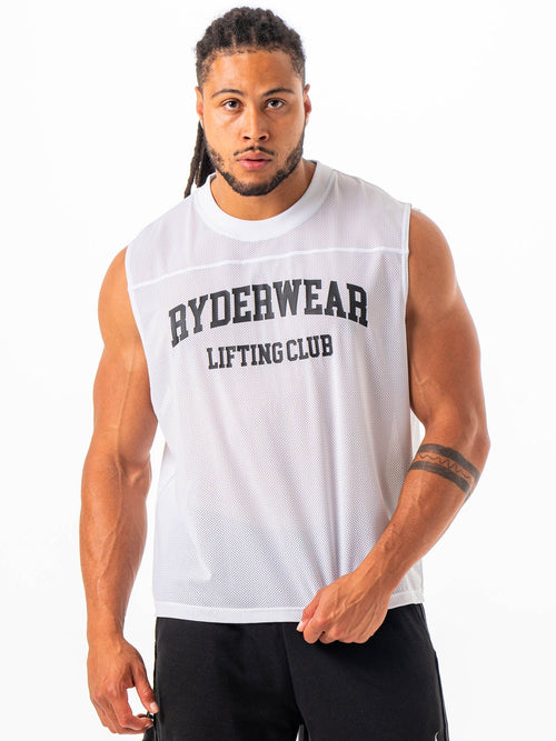 Mesh Flex Muscle Tank White