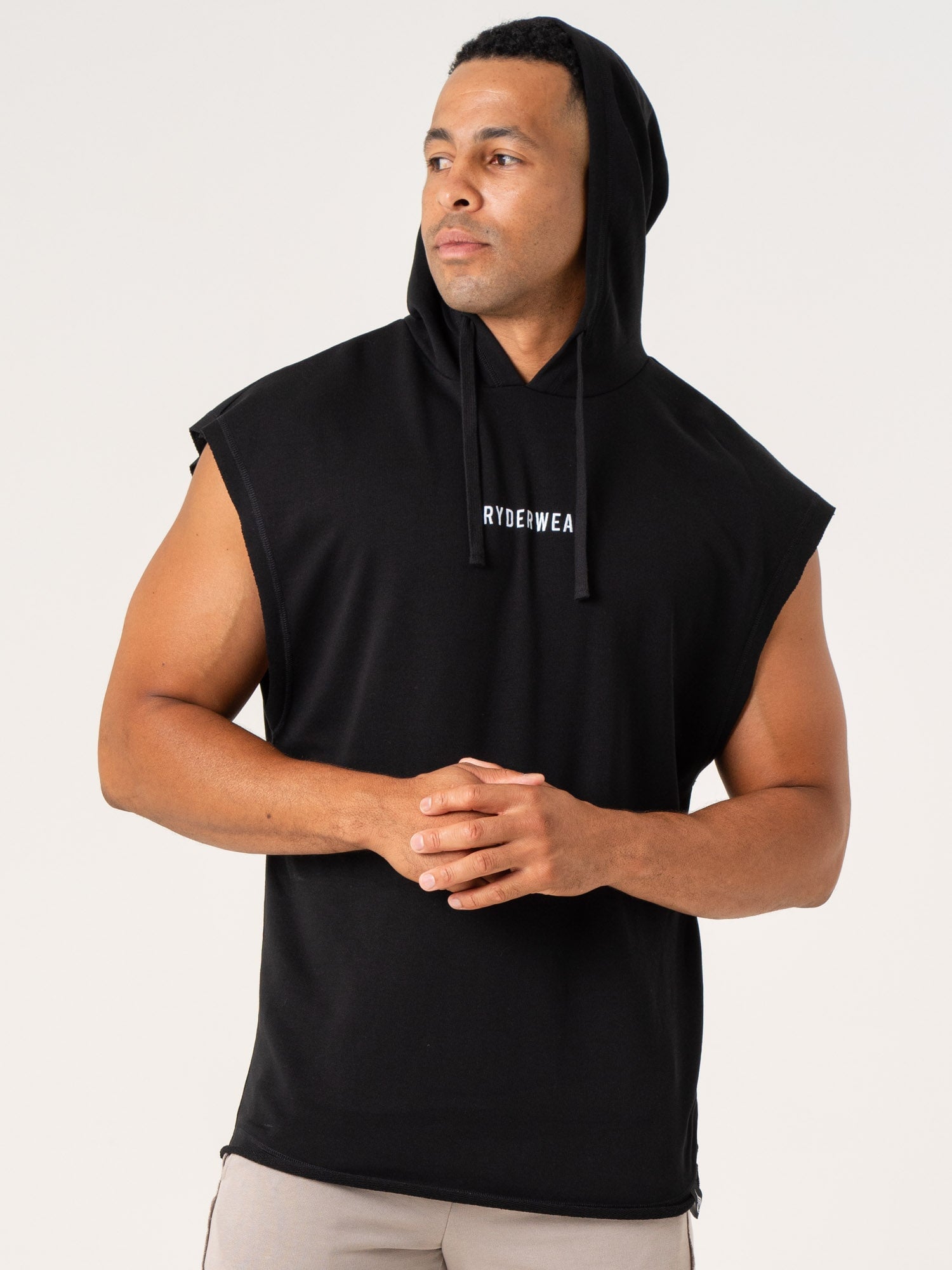 Pursuit Fleece Sleeveless Hoodie - Black - Ryderwear