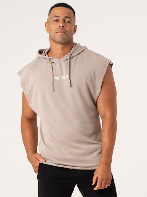Pursuit Fleece Sleeveless Hoodie Taupe