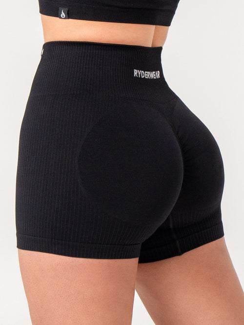 Rib Scrunch Seamless Shorts Black