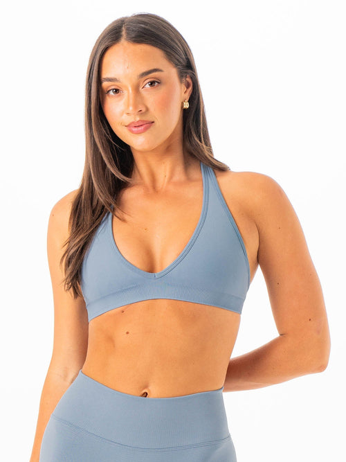 Sculpt Seamless Halter Bra Steel Blue