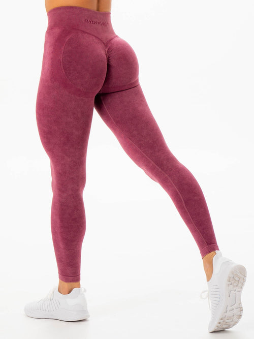 Stonewash Scrunch Seamless Leggings Wine Stonewash