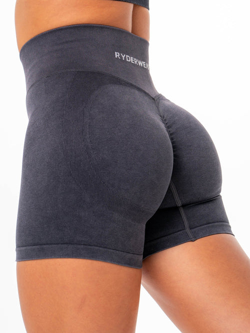 Stonewash Scrunch Seamless Shorts Black Stonewash