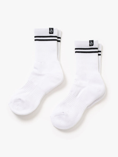 Stripe Crew Socks 2 Pack White