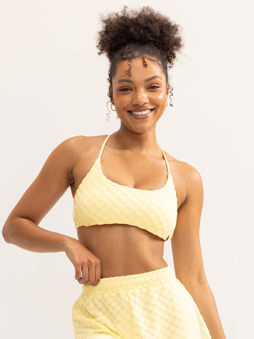 Terry Towelling Sports Crop Lemon blue