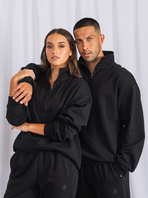 Unisex Half Zip Jumper Black