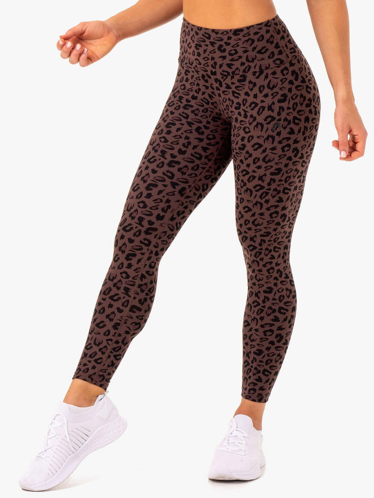 Pact Women's 7/8 Pocket Legging, Chocolate Leopard, Medium at