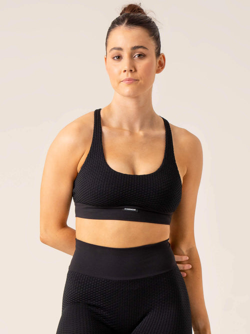 Honeycomb Seamless Sports Bra Black