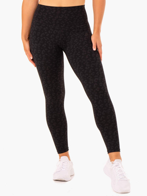 Hybrid Full Length Leggings Black Leopard