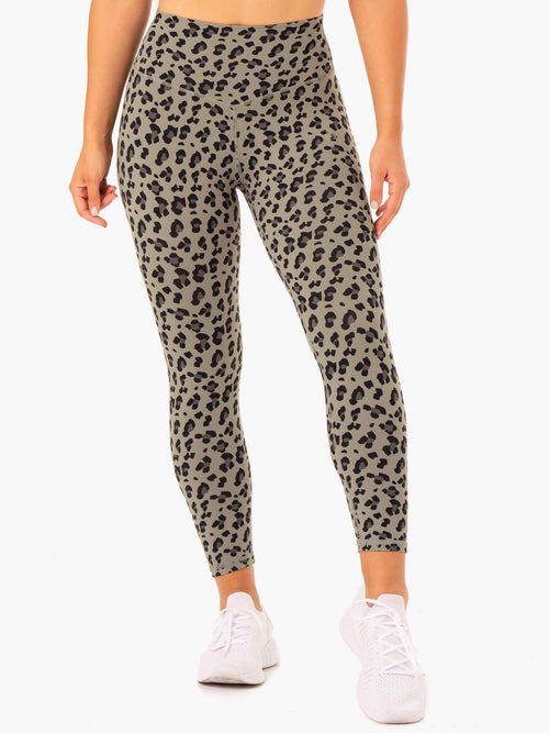 Hybrid Full Length Leggings Khaki Leopard