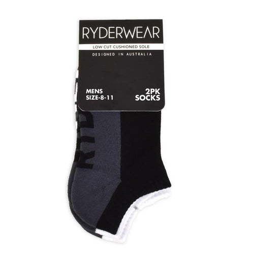 Mens Socks 2 Pack Black/Grey and White/Grey