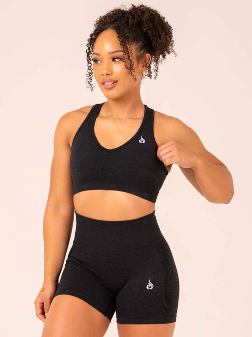 Contour Seamless Sports Bra Black Marl