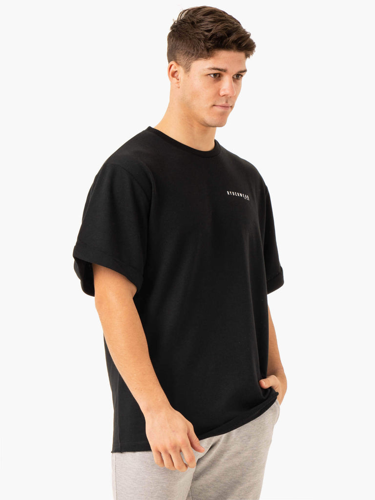 Throwback Oversized Fleece T-Shirt - Black - Ryderwear