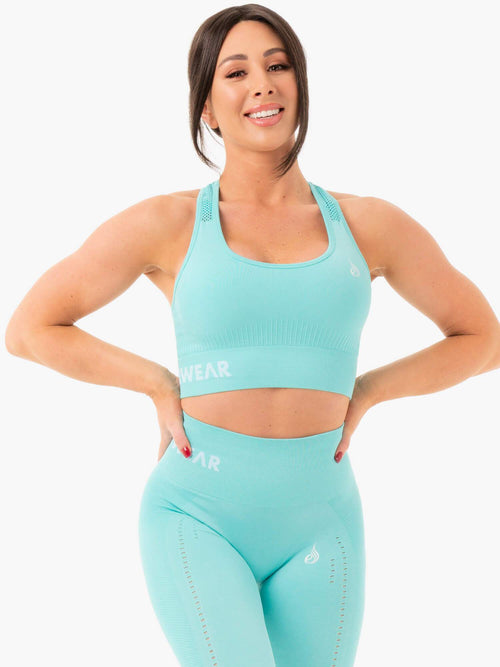 Seamless Staples Sports Bra Aqua Marl