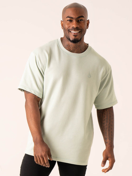 Throwback Oversized Fleece T-Shirt Seafoam