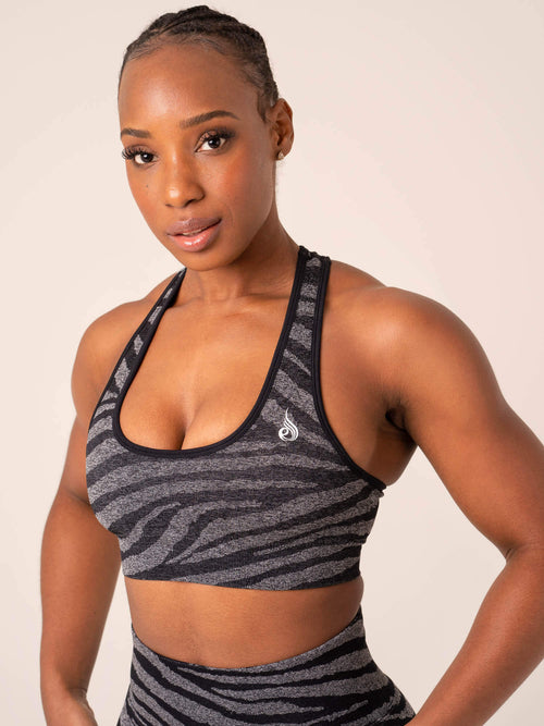 Zebra Seamless Sports Bra Grey Marl / Black Zebra