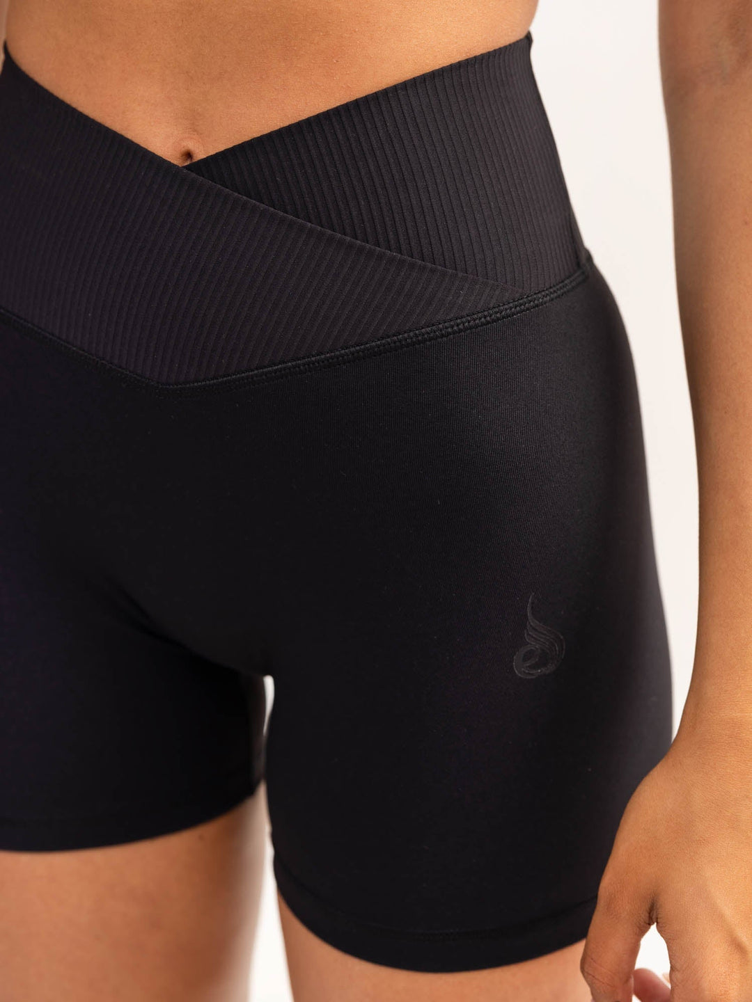 Activate Cross Over Scrunch Shorts - Black Clothing Ryderwear 