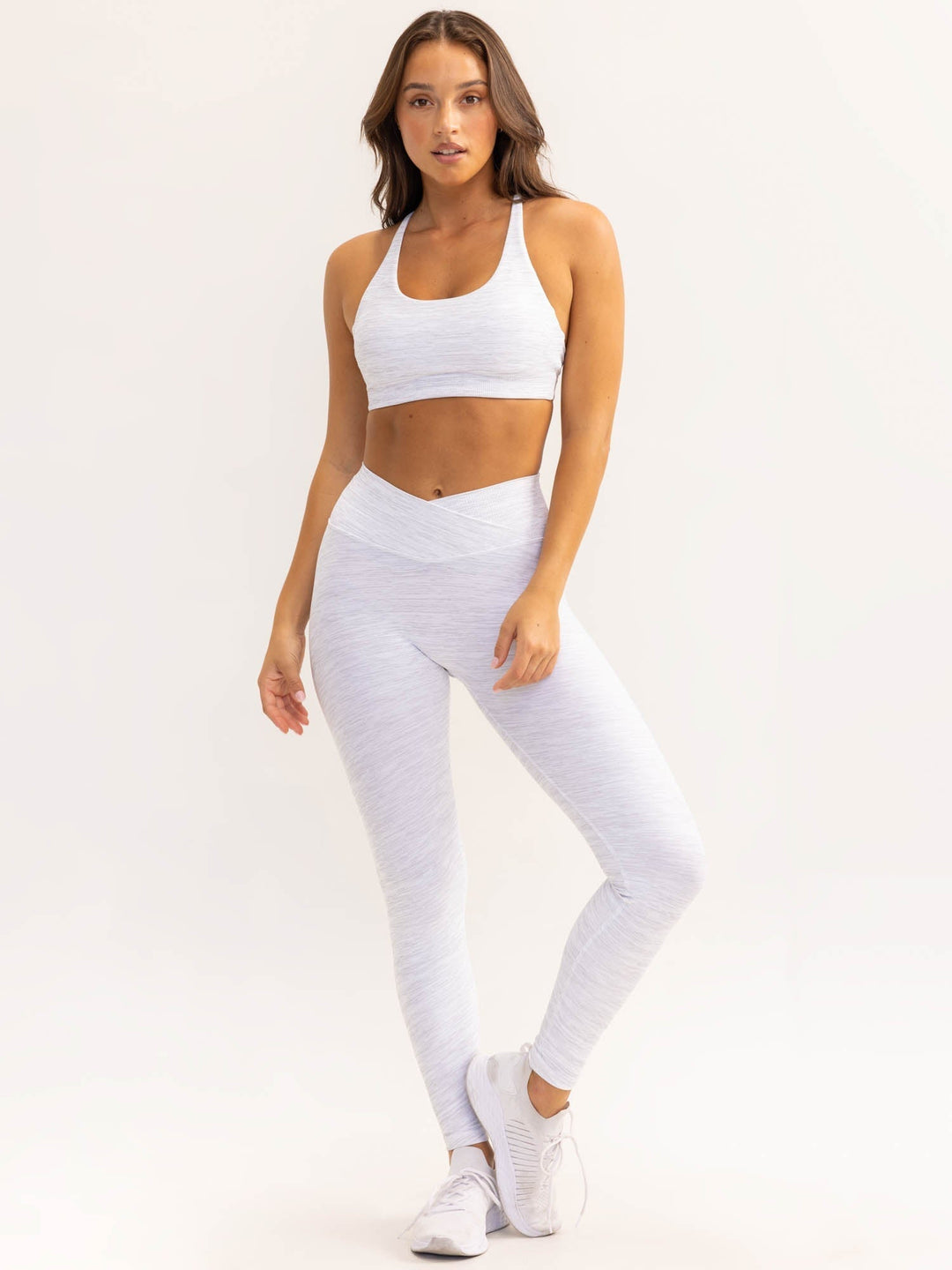 Activate Scoop Neck Sports Bra - Snow Grey Marl Clothing Ryderwear 