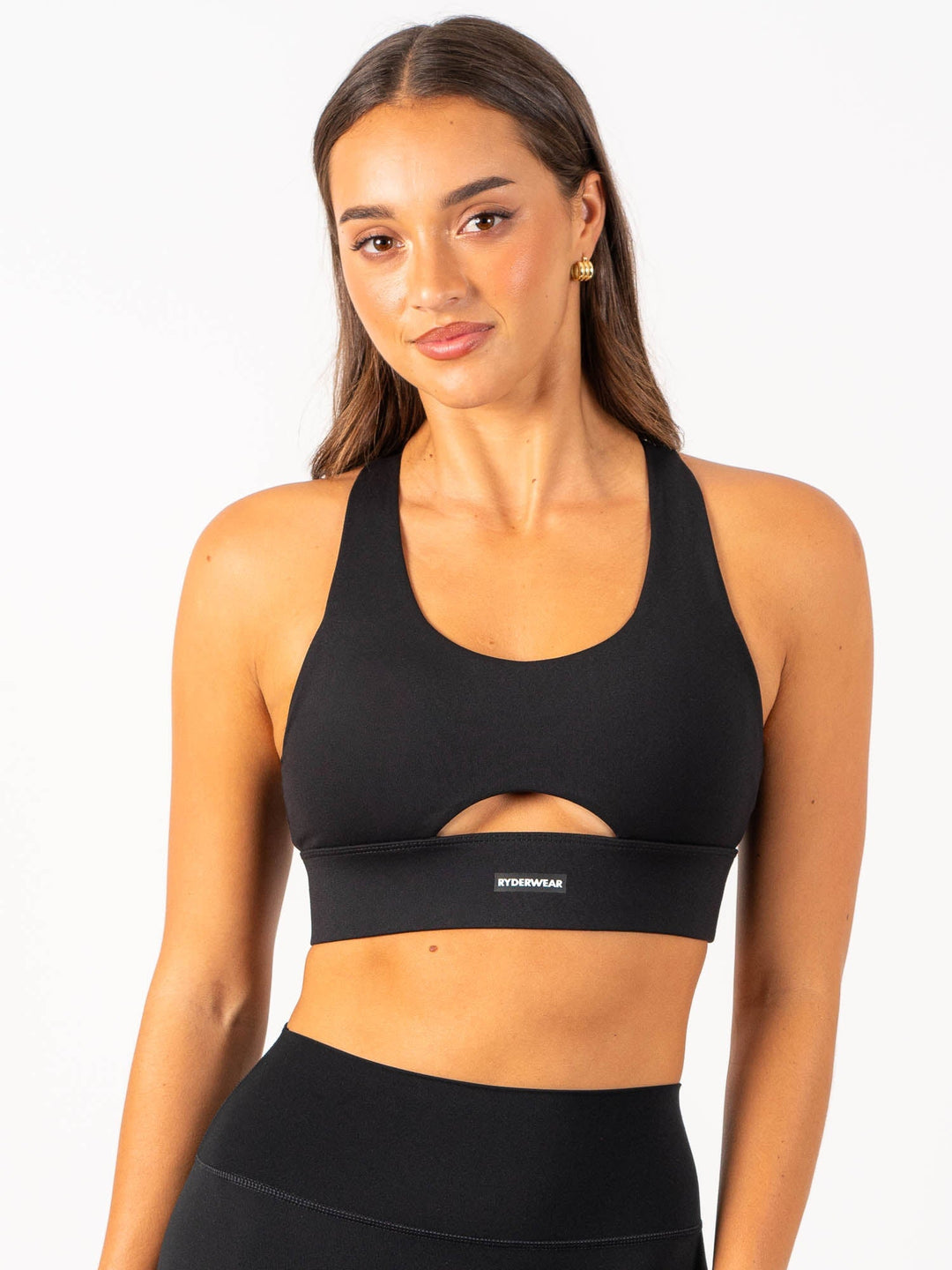 Base Racer Back Sports Bra - Black Clothing Ryderwear 