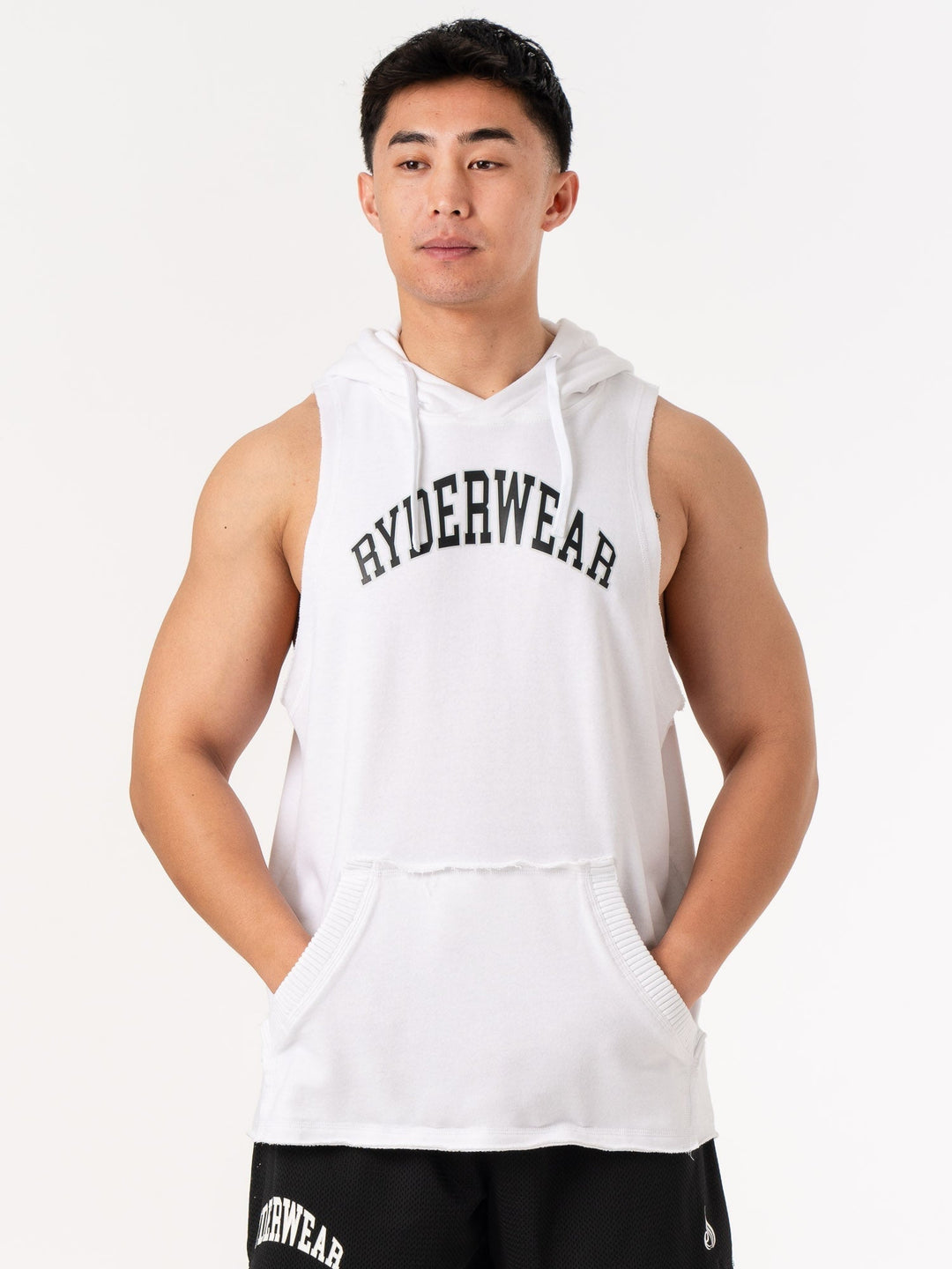 Collegiate Sleeveless Hoodie - White Clothing Ryderwear 