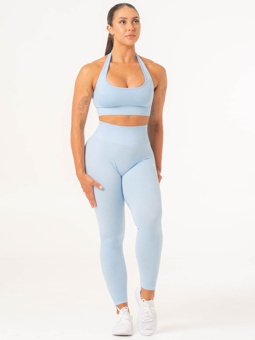 Contour Halter Bra - Sky Blue Marl Clothing Ryderwear 