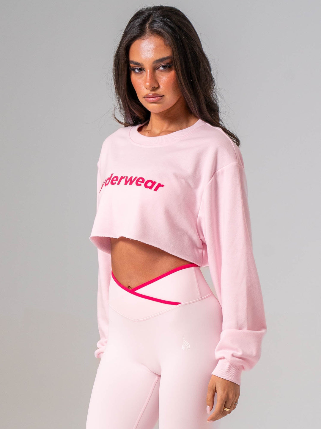 Contrast Cropped Sweater - Pink On Pink Clothing Ryderwear 