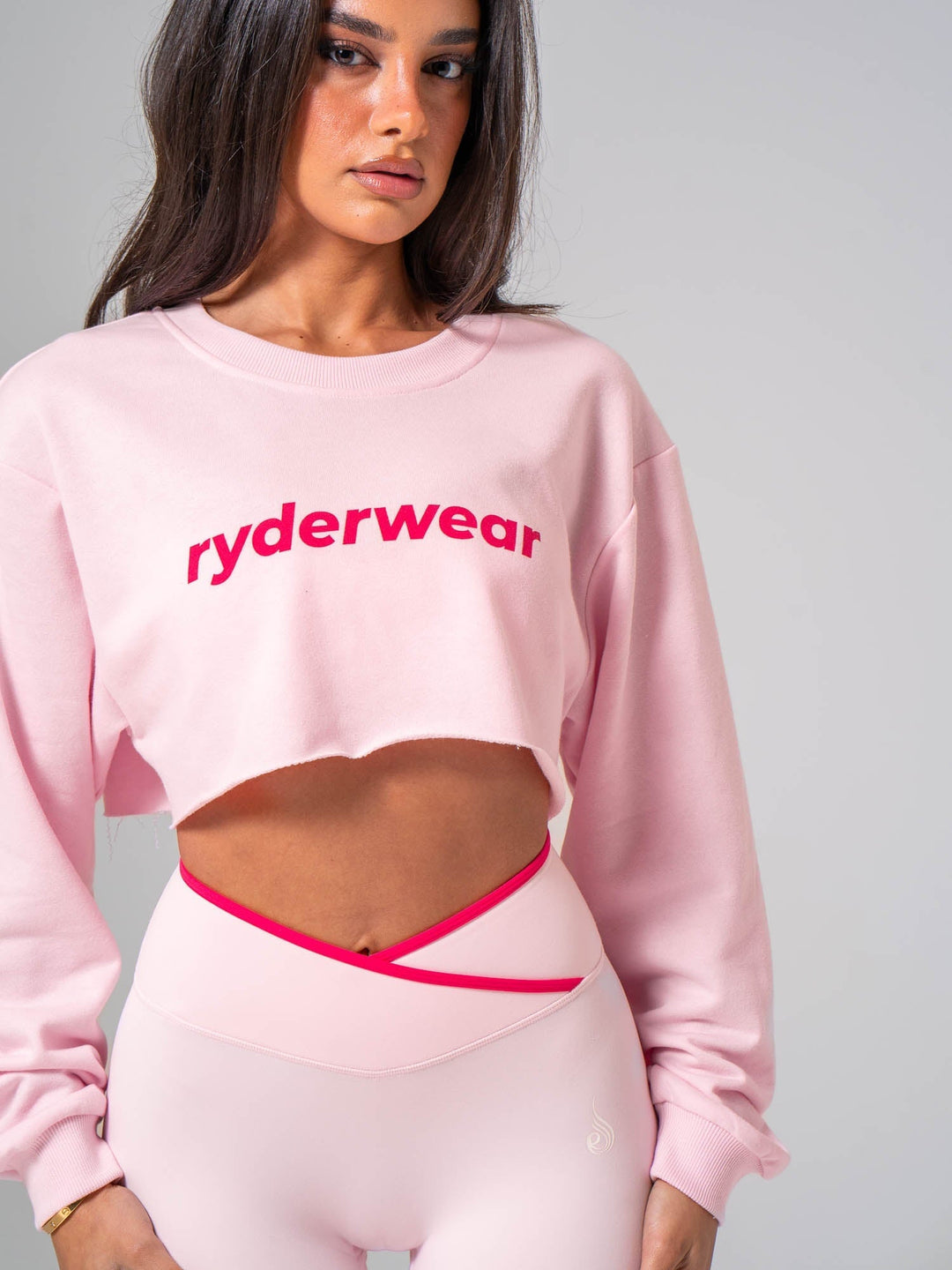 Contrast Cropped Sweater - Pink On Pink Clothing Ryderwear 
