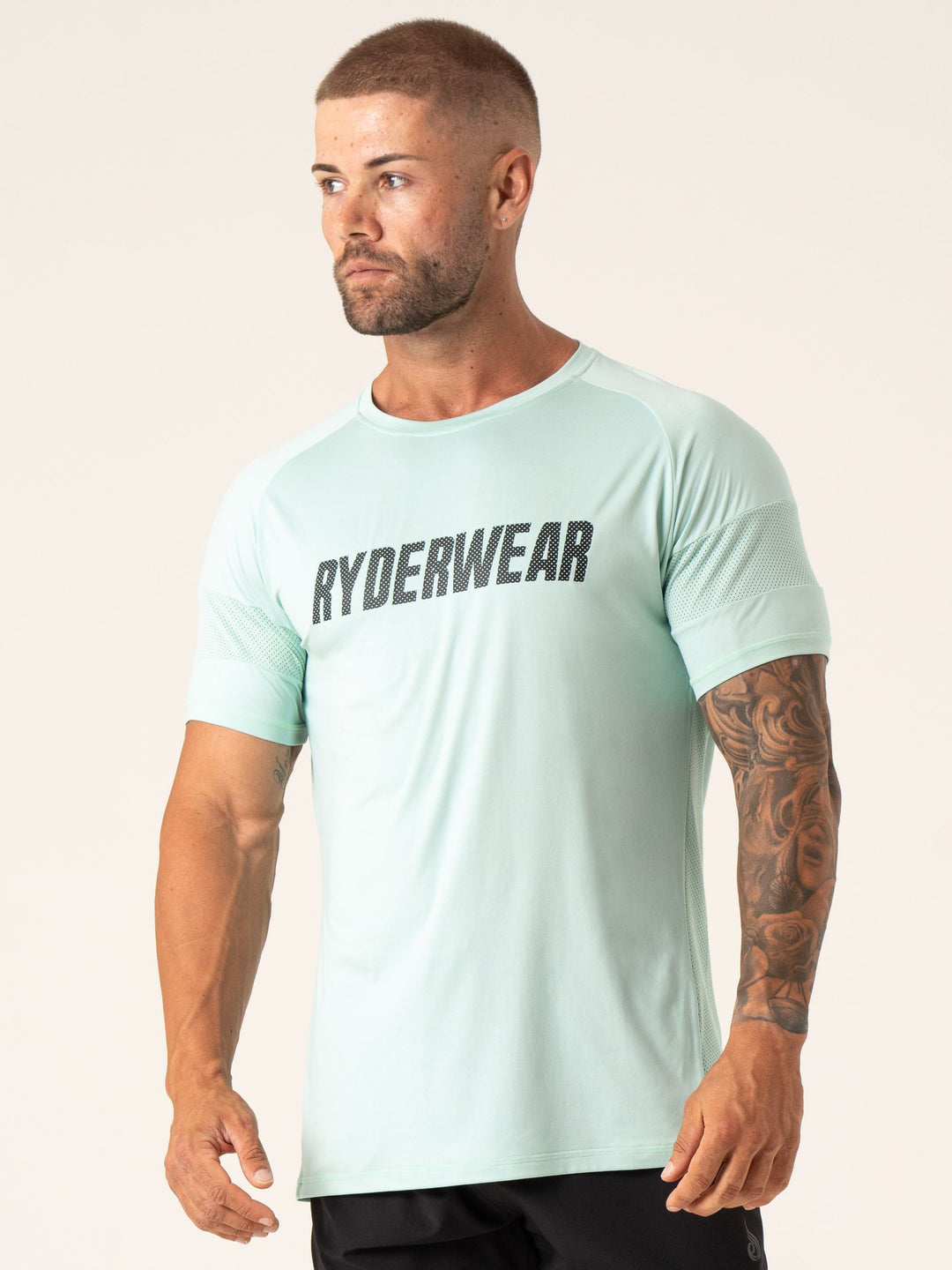 Flex Mesh T-Shirt - Aqua Clothing Ryderwear 