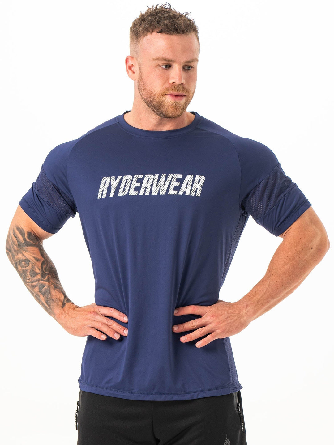 Flex Mesh T-Shirt -Navy Clothing Ryderwear 