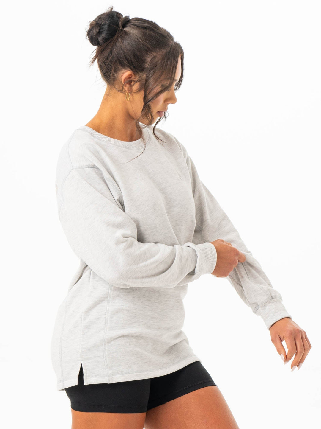 Force Crew Neck - Chalk Grey Marl Clothing Ryderwear 