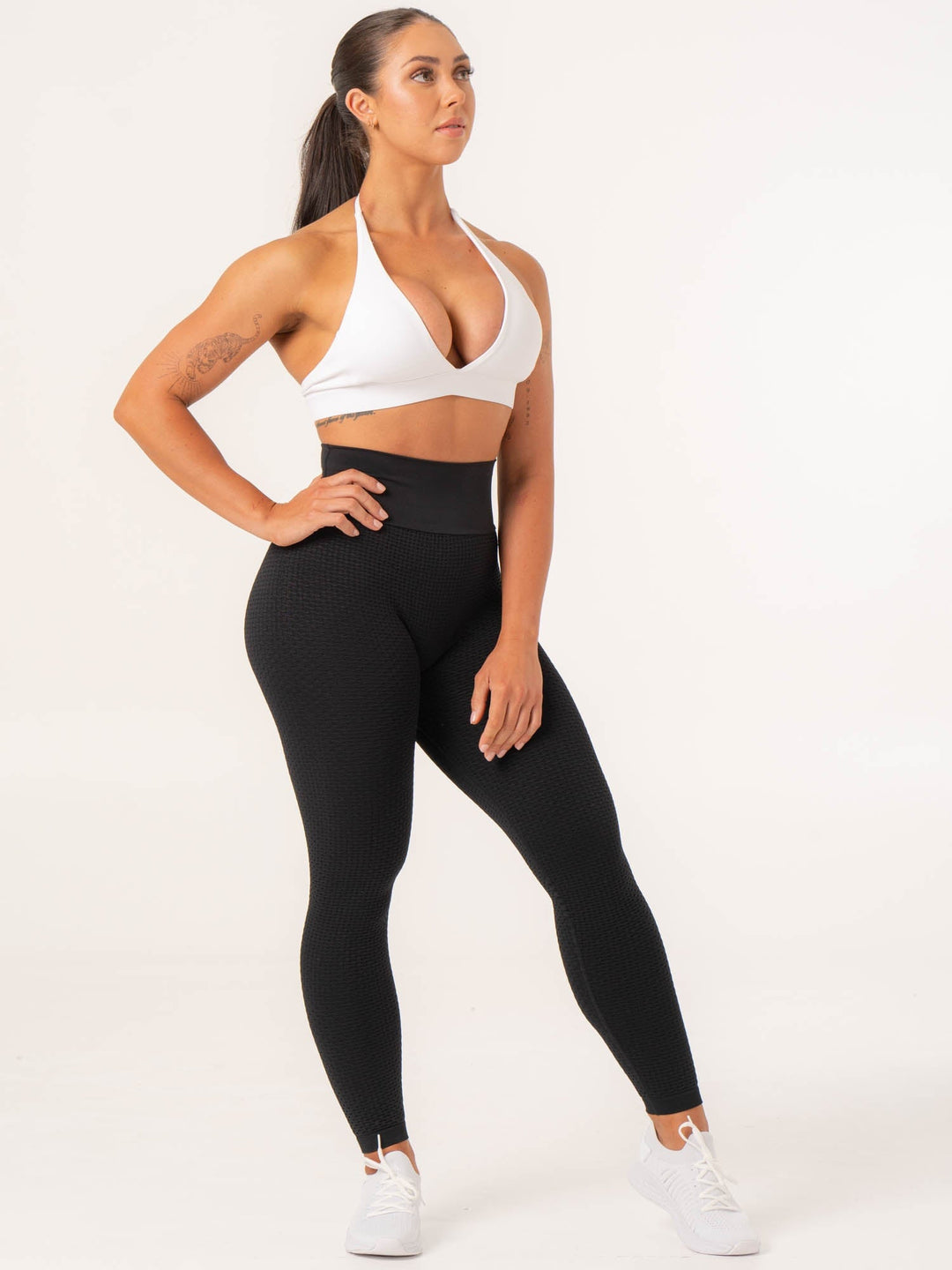 Honeycomb Scrunch Seamless Leggings - Black Clothing Ryderwear 