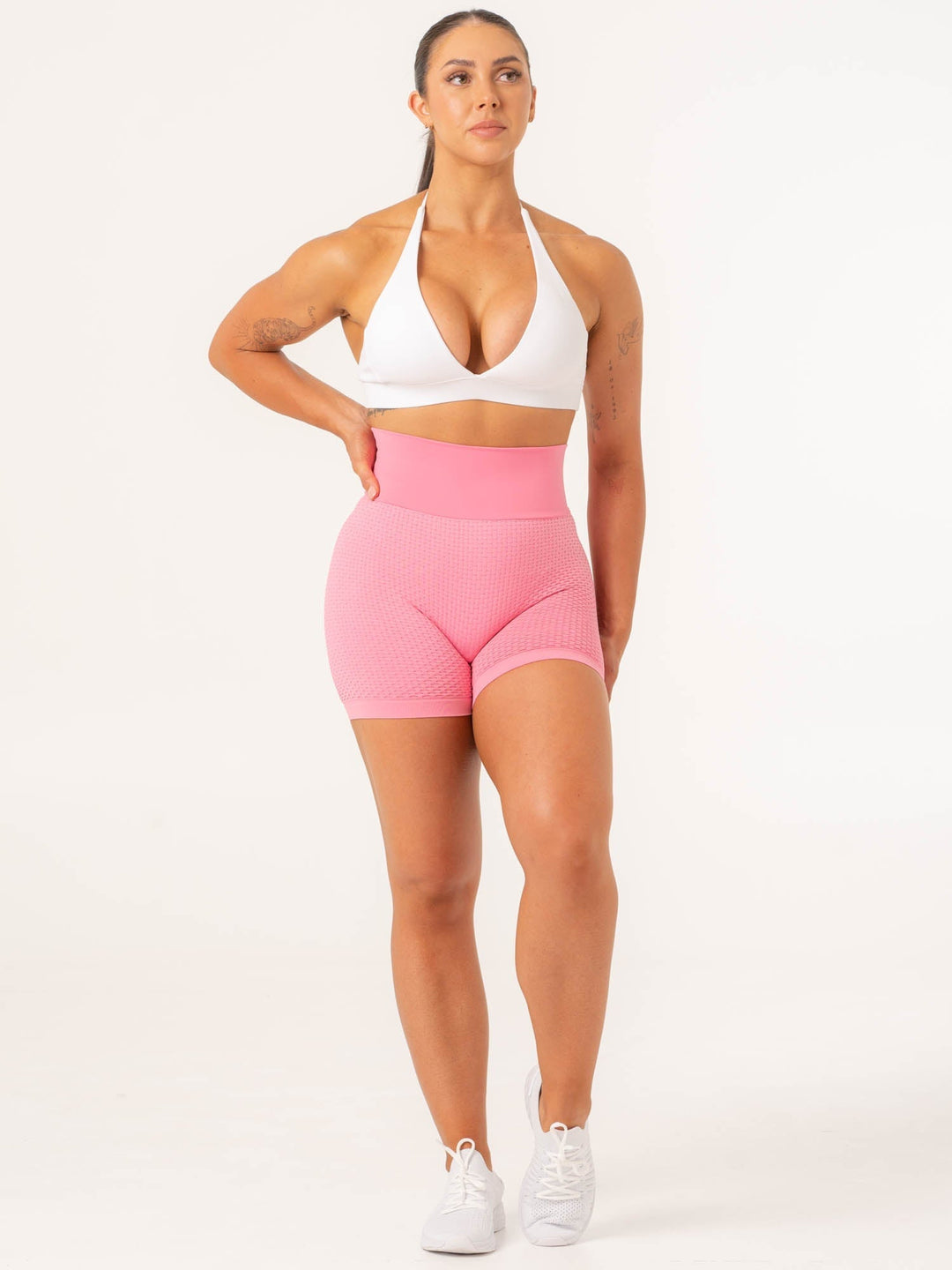 Honeycomb Scrunch Seamless Shorts - Bright Pink Clothing Ryderwear 