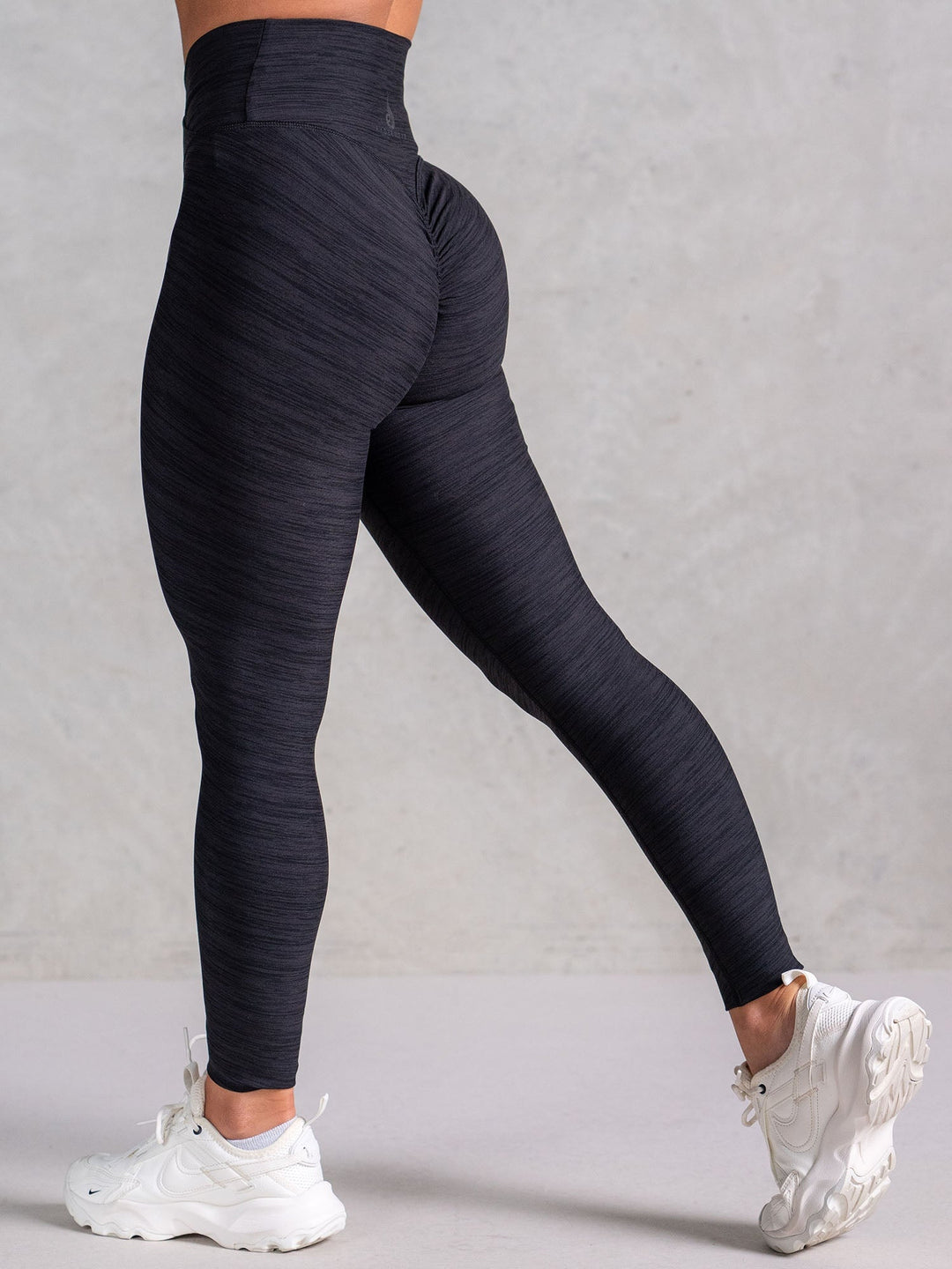 Icon Cross Over Scrunch Leggings - Black Marl Clothing Ryderwear 