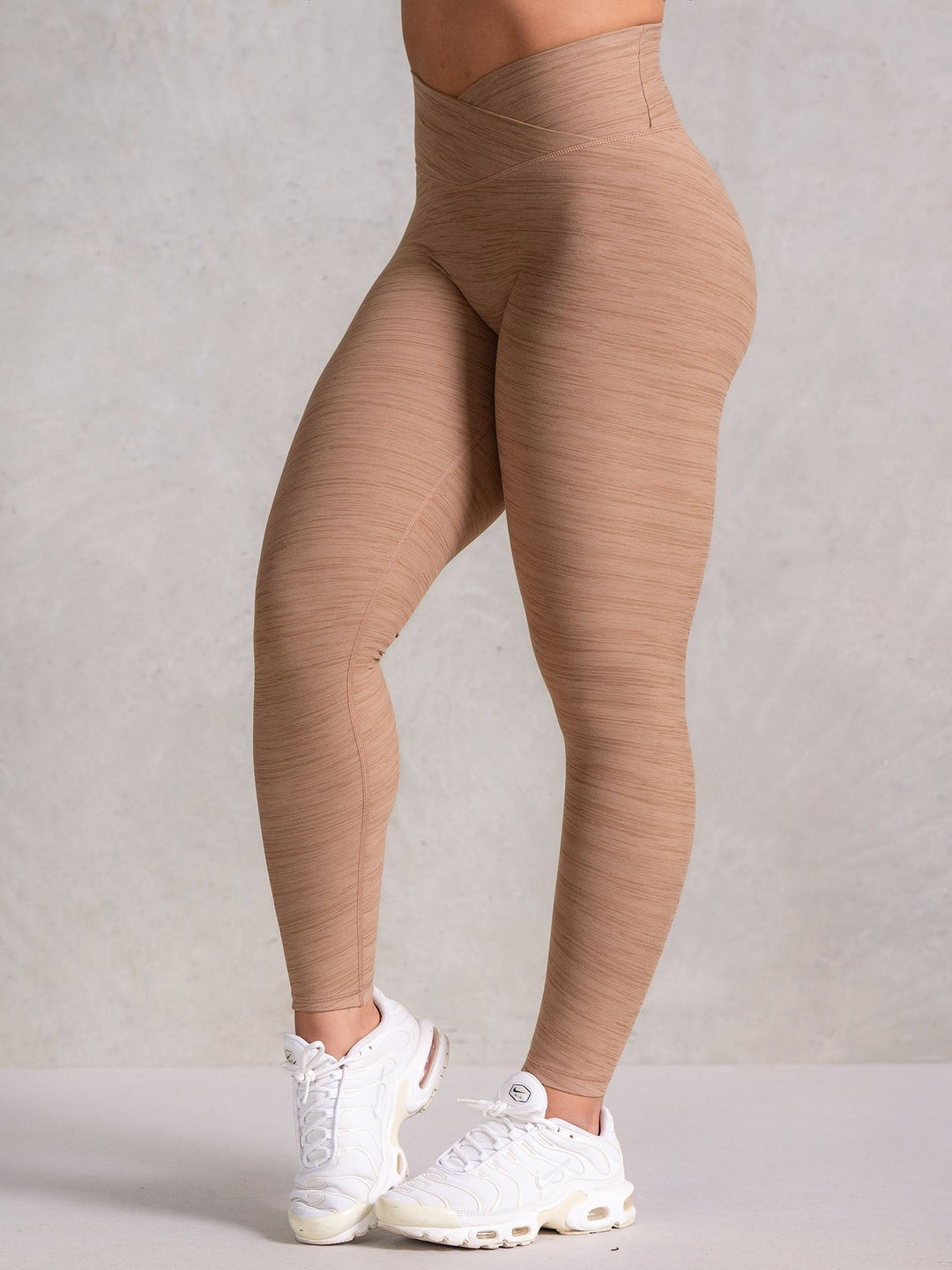 Icon Cross Over Scrunch Leggings - Mocha Marl Clothing Ryderwear 