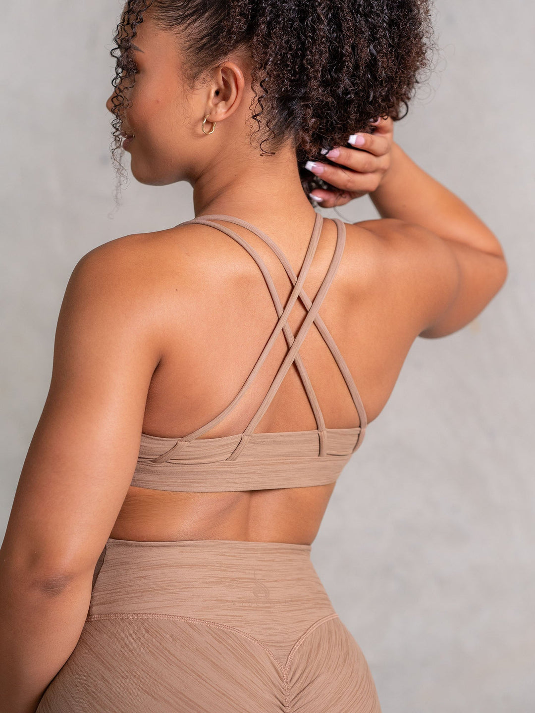 Icon Scoop Neck Sports Bra - Mocha Marl Clothing Ryderwear 