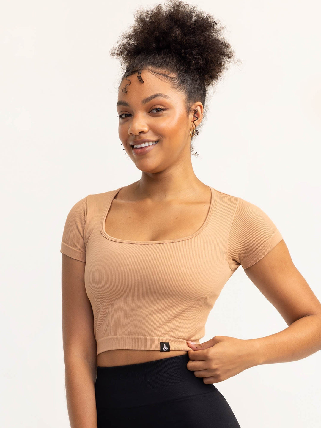 Lift 2.0 Rib Seamless T-Shirt - Tan Clothing Ryderwear 