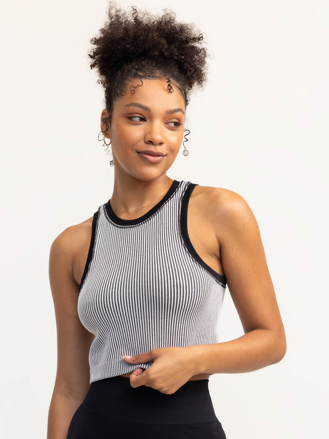 Lift 2.0 Rib Seamless Tank - Black/White Clothing Ryderwear 