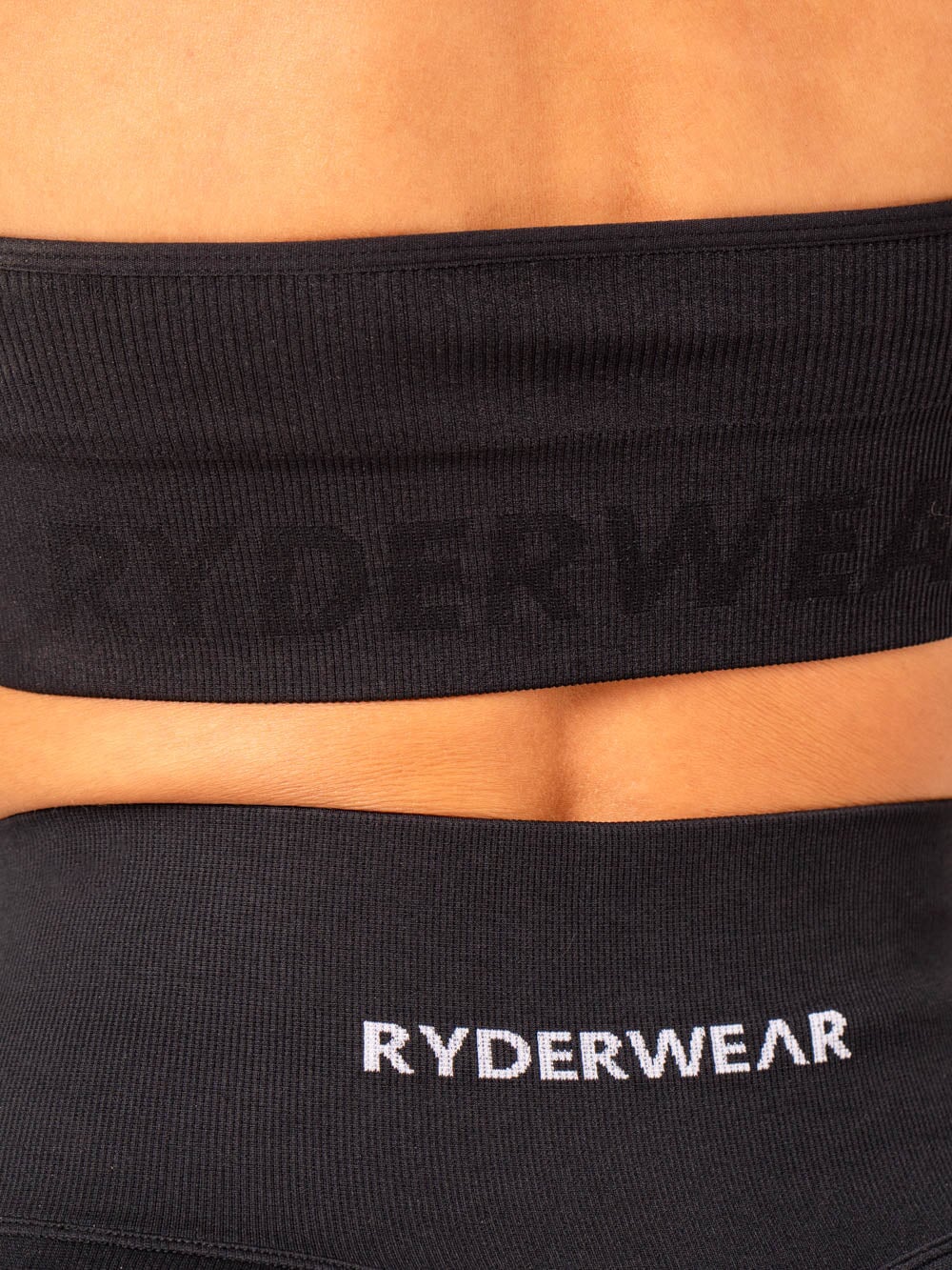 Lift Rib Seamless Halter Sports Bra - Black Clothing Ryderwear 