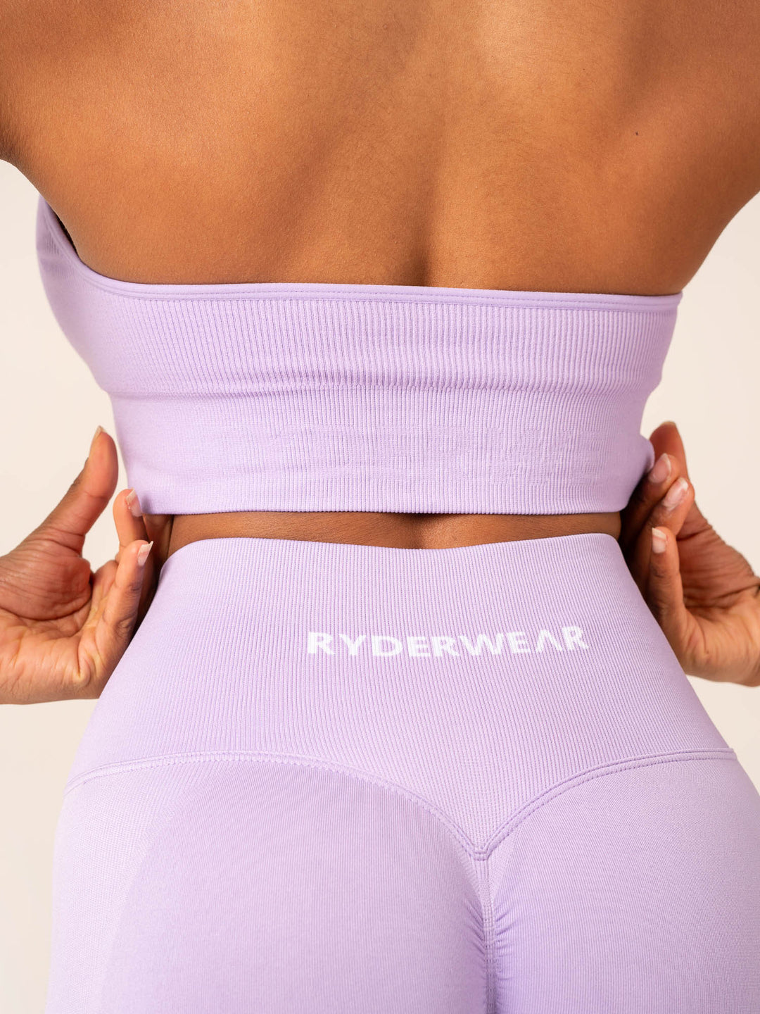 Lift Rib Seamless Halter Sports Bra - Lavender Clothing Ryderwear 