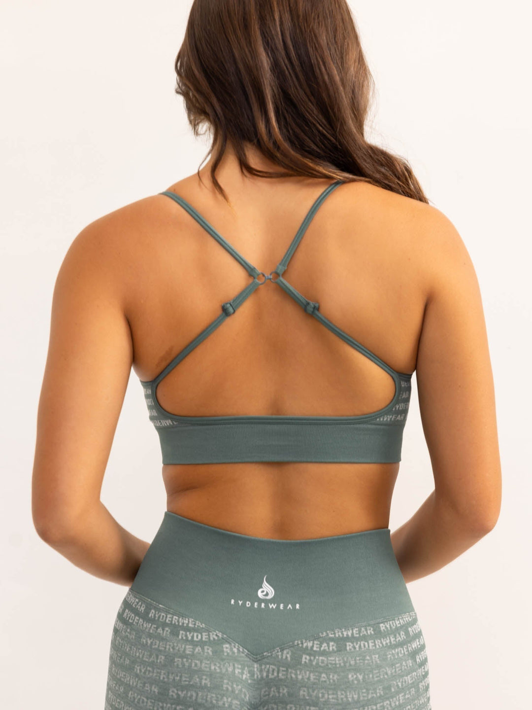 Logo Lux Seamless Sports Bra - Fern Green Clothing Ryderwear 
