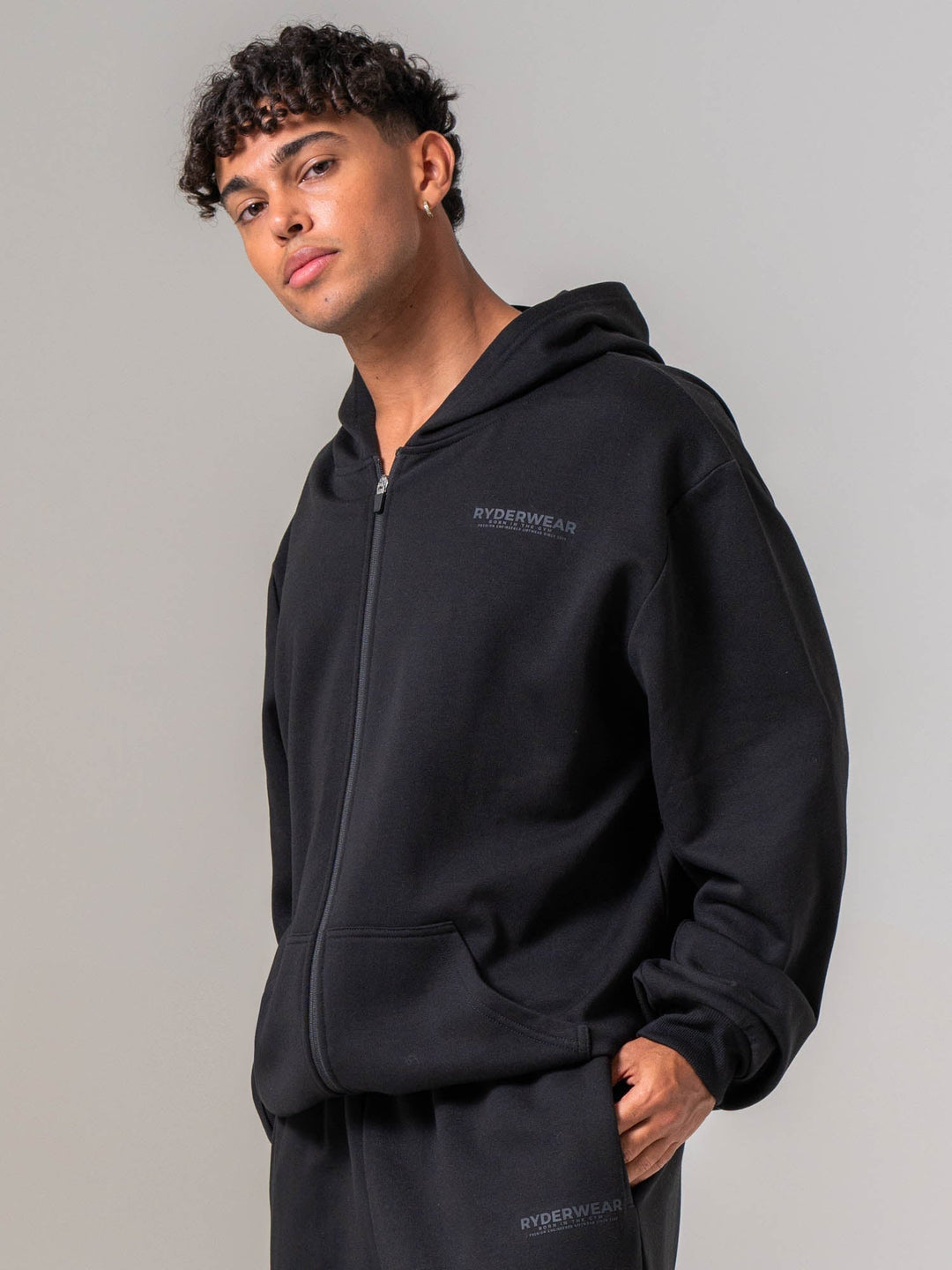 Mens Track Jacket - Black Clothing Ryderwear 