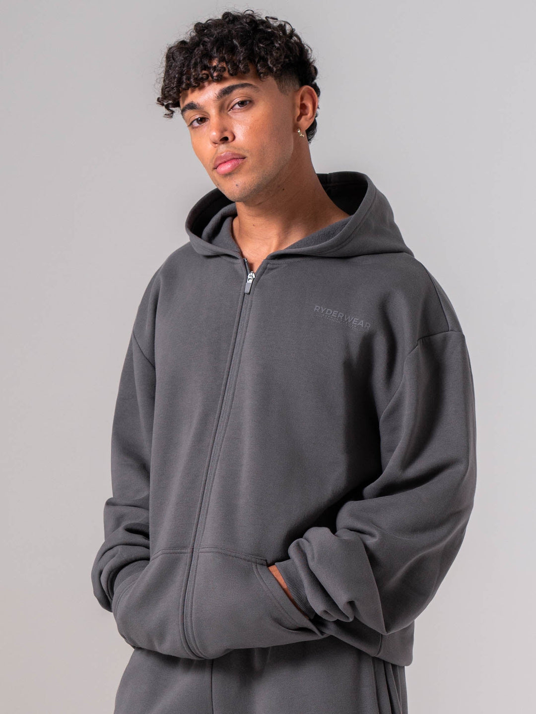Mens Track Jacket - Charcoal Clothing Ryderwear 