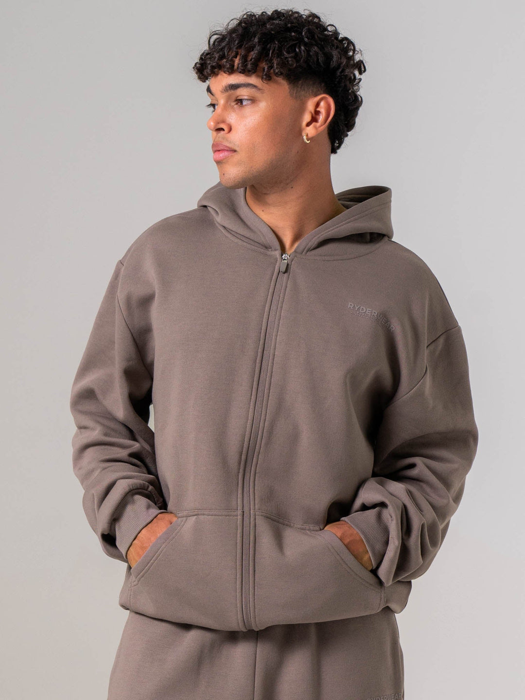 Mens Track Jacket - Deep Taupe Clothing Ryderwear 