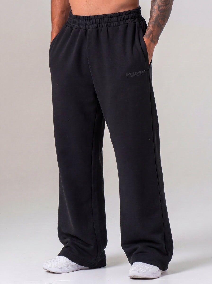 Mens Wide Leg Pant - Black Clothing Ryderwear 