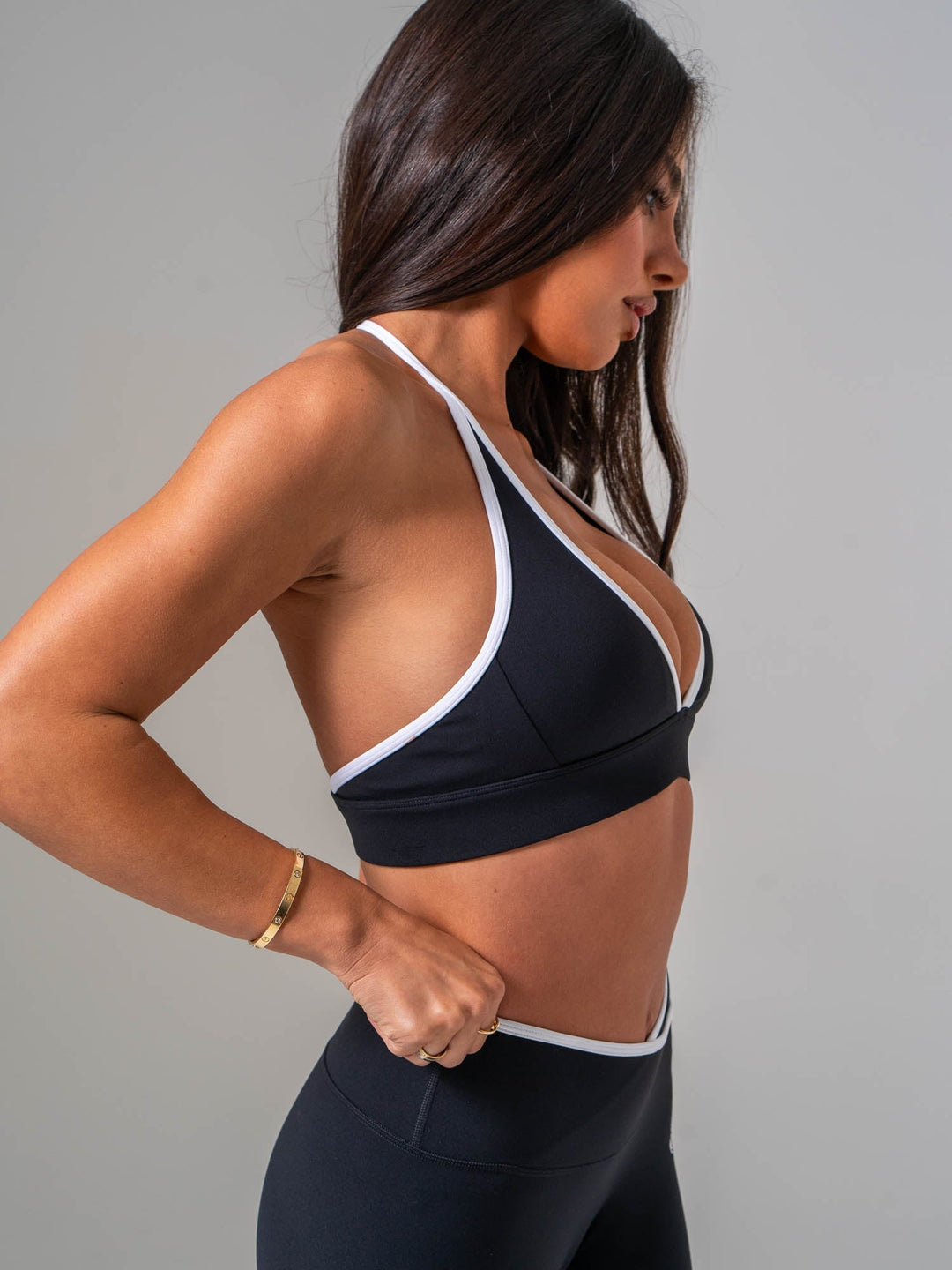 NKD Contrast Halter Bra - Black/white Clothing Ryderwear 