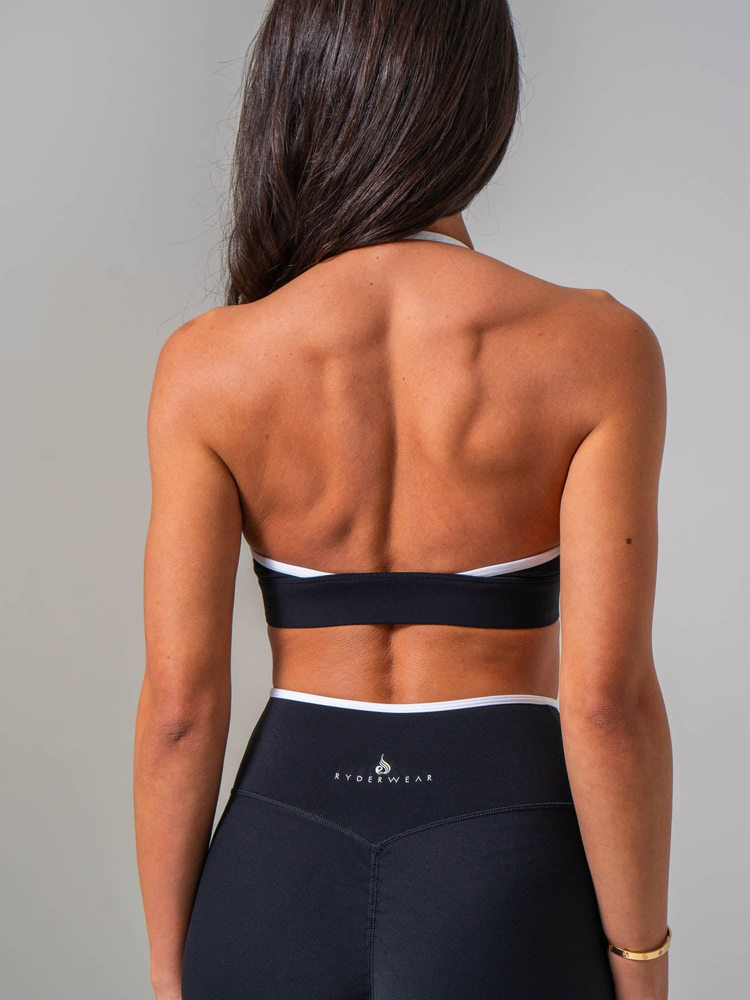 NKD Contrast Halter Bra - Black/white Clothing Ryderwear 
