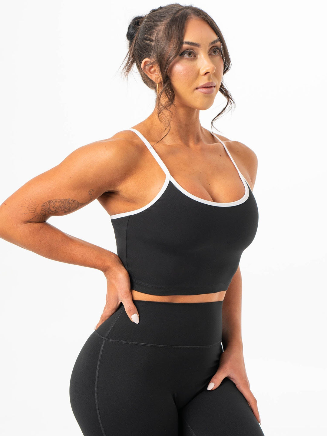 NKD Contrast Shelf Bra Tank - Black Clothing Ryderwear 